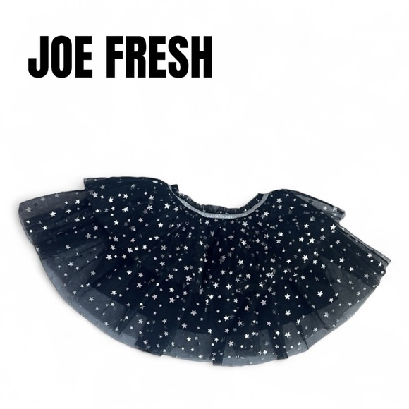 034 Star Foil Print Black Tulle Skirt - Picture 1 of 5